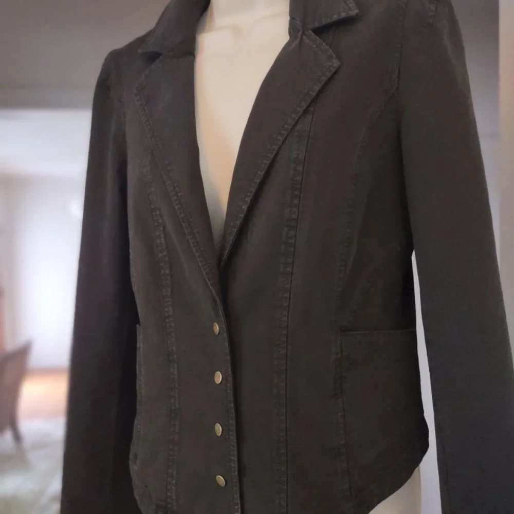 ANTHROPOLOGIE Structured Button Front Blazer Olive Green NWT - Size 12 - Picture 4 of 16